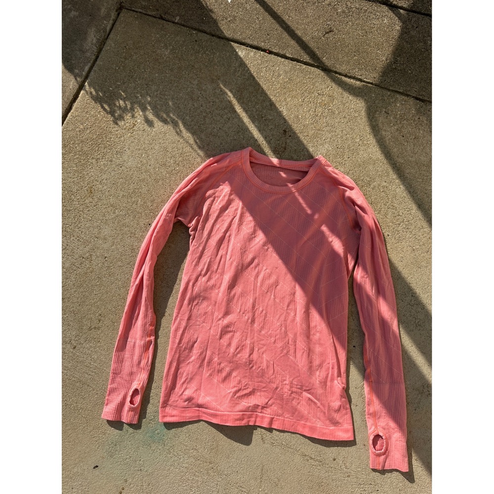 Lululemon Swiftly Tech Long Sleeve 2.0 Pink Coral Running Workout Top Size 10